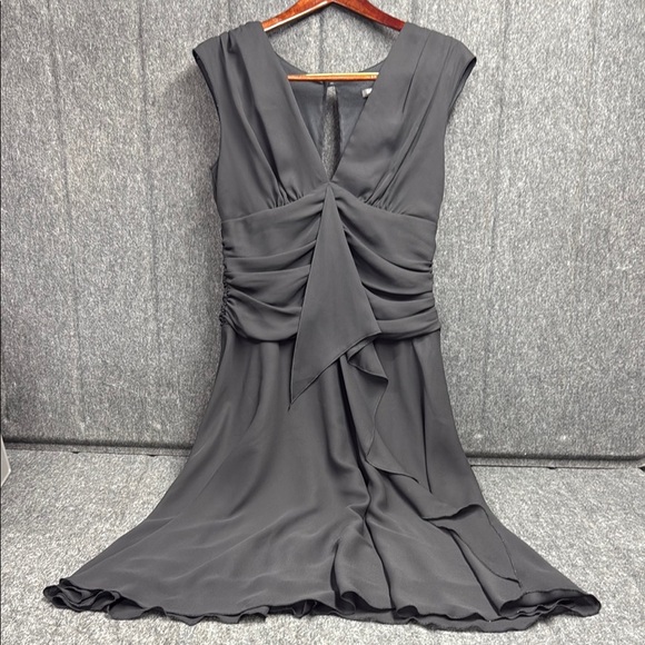 Bisou Bisou Gray Ruched V-Neck Midi Dress - Picture 1 of 3